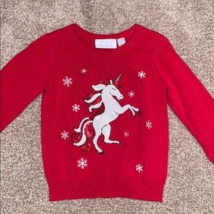 Toddler Unicorn and Snowflakes Sweater 3T
